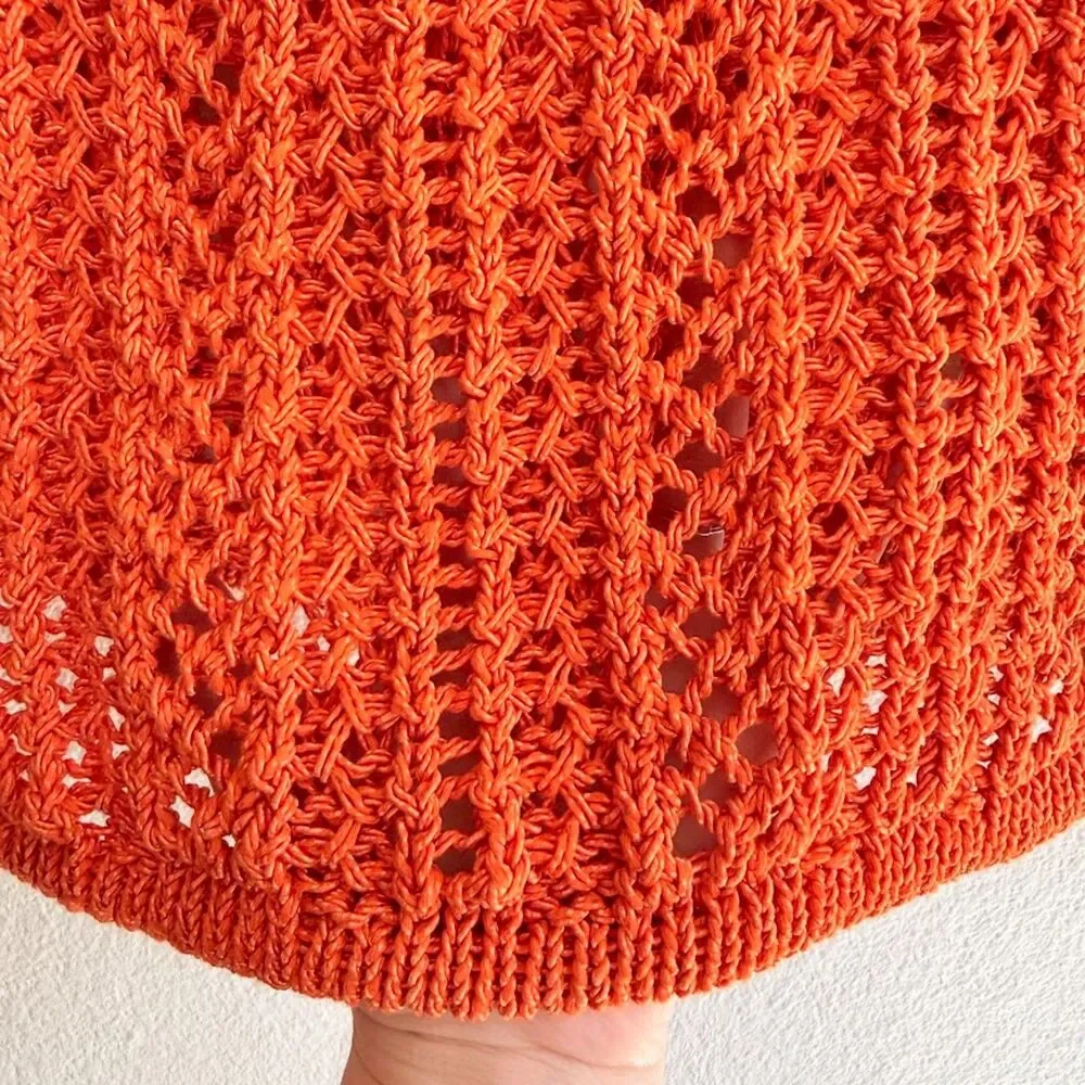 Zara Crochet Short Dolman Sleeve Crop Top in Bright Orange size Medium